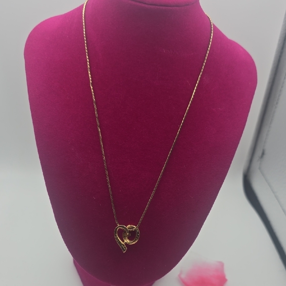 Givenchy G Gold Heart W/ Silver Rhinestones Pendant Necklace (V-G)✨️🖤✨️ - Picture 8 of 10